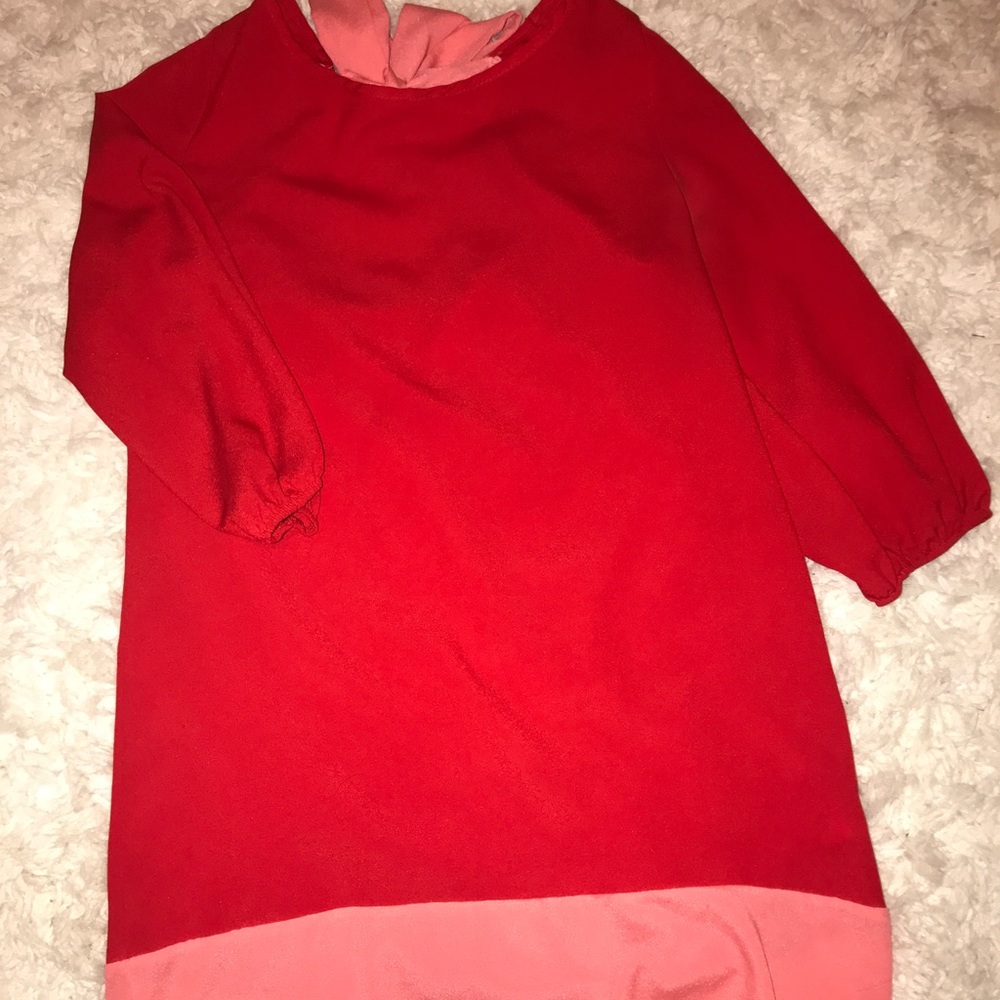 Red and pink shift dress